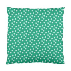 Biscay Green White Floral Print Standard Cushion Case (one Side) by SpinnyChairDesigns