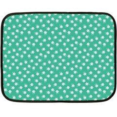 Biscay Green White Floral Print Double Sided Fleece Blanket (mini)  by SpinnyChairDesigns