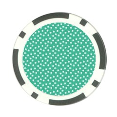 Biscay Green White Floral Print Poker Chip Card Guard (10 Pack) by SpinnyChairDesigns
