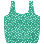 Biscay Green White Floral Print Full Print Recycle Bag (XL) Back