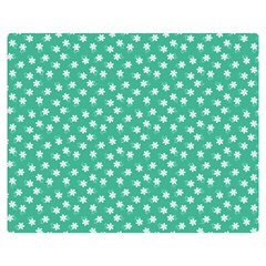 Biscay Green White Floral Print Double Sided Flano Blanket (medium)  by SpinnyChairDesigns