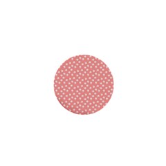 Coral Pink White Floral Print 1  Mini Magnets by SpinnyChairDesigns