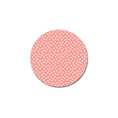 Coral Pink White Floral Print Golf Ball Marker by SpinnyChairDesigns