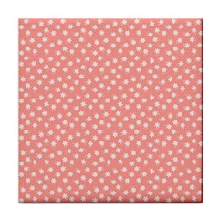 Coral Pink White Floral Print Face Towel by SpinnyChairDesigns