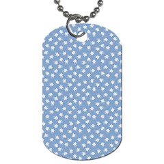 Faded Blue White Floral Print Dog Tag (two Sides) by SpinnyChairDesigns