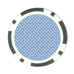 Faded Blue White Floral Print Poker Chip Card Guard (10 Pack) by SpinnyChairDesigns