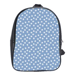 Faded Blue White Floral Print School Bag (large) by SpinnyChairDesigns