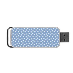 Faded Blue White Floral Print Portable Usb Flash (two Sides) by SpinnyChairDesigns
