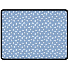 Faded Blue White Floral Print Double Sided Fleece Blanket (large)  by SpinnyChairDesigns