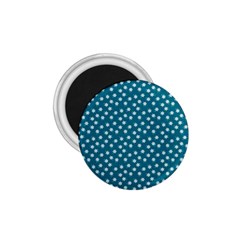 Teal White Floral Print 1.75  Magnets