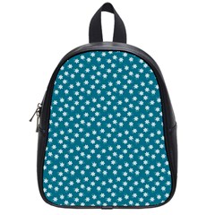 Teal White Floral Print School Bag (Small)