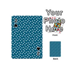 Teal White Floral Print Playing Cards 54 Designs (Mini)