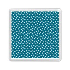 Teal White Floral Print Memory Card Reader (square) by SpinnyChairDesigns