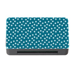 Teal White Floral Print Memory Card Reader with CF