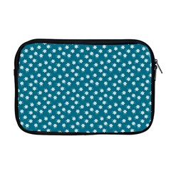 Teal White Floral Print Apple MacBook Pro 17  Zipper Case