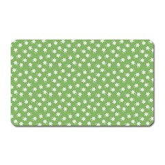 Spring Green White Floral Print Magnet (rectangular) by SpinnyChairDesigns