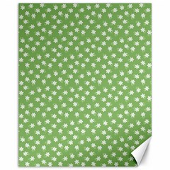 Spring Green White Floral Print Canvas 11  X 14  by SpinnyChairDesigns