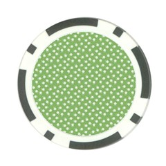 Spring Green White Floral Print Poker Chip Card Guard by SpinnyChairDesigns