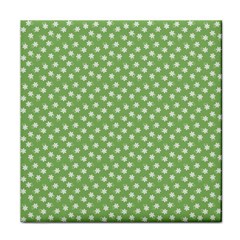 Spring Green White Floral Print Face Towel by SpinnyChairDesigns