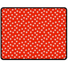 Red White Floral Print Double Sided Fleece Blanket (medium)  by SpinnyChairDesigns