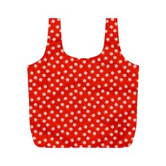 Red White Floral Print Full Print Recycle Bag (m) by SpinnyChairDesigns