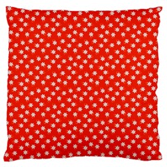 Red White Floral Print Large Flano Cushion Case (two Sides) by SpinnyChairDesigns