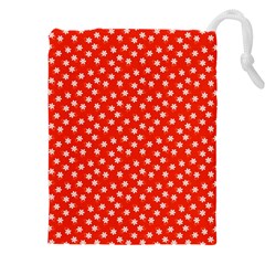 Red White Floral Print Drawstring Pouch (4xl) by SpinnyChairDesigns