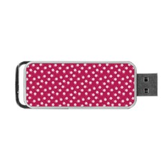 Magenta Rose White Floral Print Portable Usb Flash (two Sides) by SpinnyChairDesigns