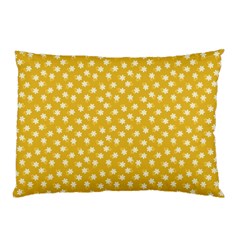 Saffron Yellow White Floral Pattern Pillow Case by SpinnyChairDesigns