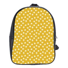 Saffron Yellow White Floral Pattern School Bag (xl) by SpinnyChairDesigns