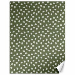 Sage Green White Floral Print Canvas 12  X 16  by SpinnyChairDesigns