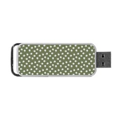 Sage Green White Floral Print Portable Usb Flash (one Side) by SpinnyChairDesigns