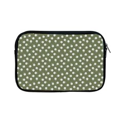 Sage Green White Floral Print Apple Ipad Mini Zipper Cases by SpinnyChairDesigns