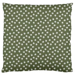 Sage Green White Floral Print Large Flano Cushion Case (one Side) by SpinnyChairDesigns