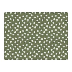 Sage Green White Floral Print Double Sided Flano Blanket (mini)  by SpinnyChairDesigns