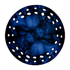 Dark Blue Abstract Pattern Round Filigree Ornament (two Sides) by SpinnyChairDesigns