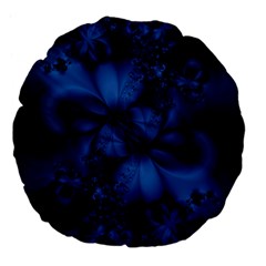 Dark Blue Abstract Pattern Large 18  Premium Flano Round Cushions by SpinnyChairDesigns