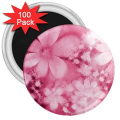 Blush Pink Watercolor Flowers 3  Magnets (100 Pack) by SpinnyChairDesigns