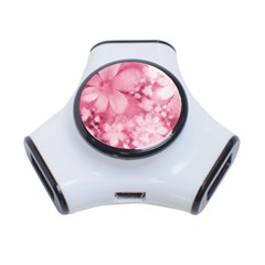 Blush Pink Watercolor Flowers 3-port Usb Hub by SpinnyChairDesigns