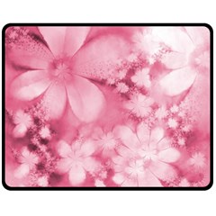 Blush Pink Watercolor Flowers Double Sided Fleece Blanket (medium)  by SpinnyChairDesigns