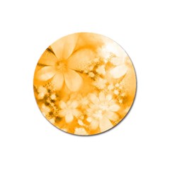 Saffron Yellow Watercolor Floral Print Magnet 3  (round) by SpinnyChairDesigns