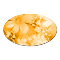 Saffron Yellow Watercolor Floral Print Oval Magnet by SpinnyChairDesigns