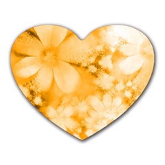 Saffron Yellow Watercolor Floral Print Heart Mousepads by SpinnyChairDesigns