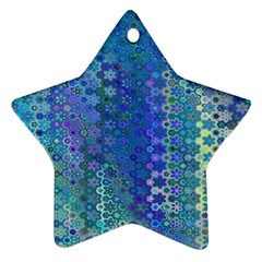 Boho Blue Wildflower Print Star Ornament (two Sides) by SpinnyChairDesigns