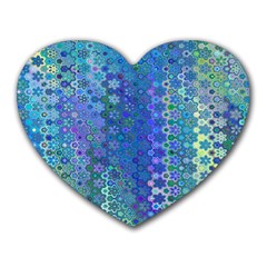 Boho Blue Wildflower Print Heart Mousepads