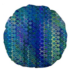 Boho Blue Wildflower Print Large 18  Premium Flano Round Cushions by SpinnyChairDesigns