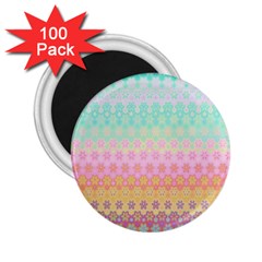 Boho Retro Pastel Floral Pattern 2 25  Magnets (100 Pack)  by SpinnyChairDesigns