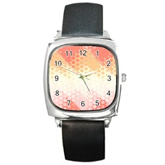 Abstract Floral Print Square Metal Watch