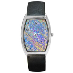 Boho Retro Wildflower Print Barrel Style Metal Watch by SpinnyChairDesigns