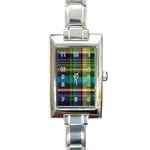 Colorful Madras Plaid Rectangle Italian Charm Watch Front